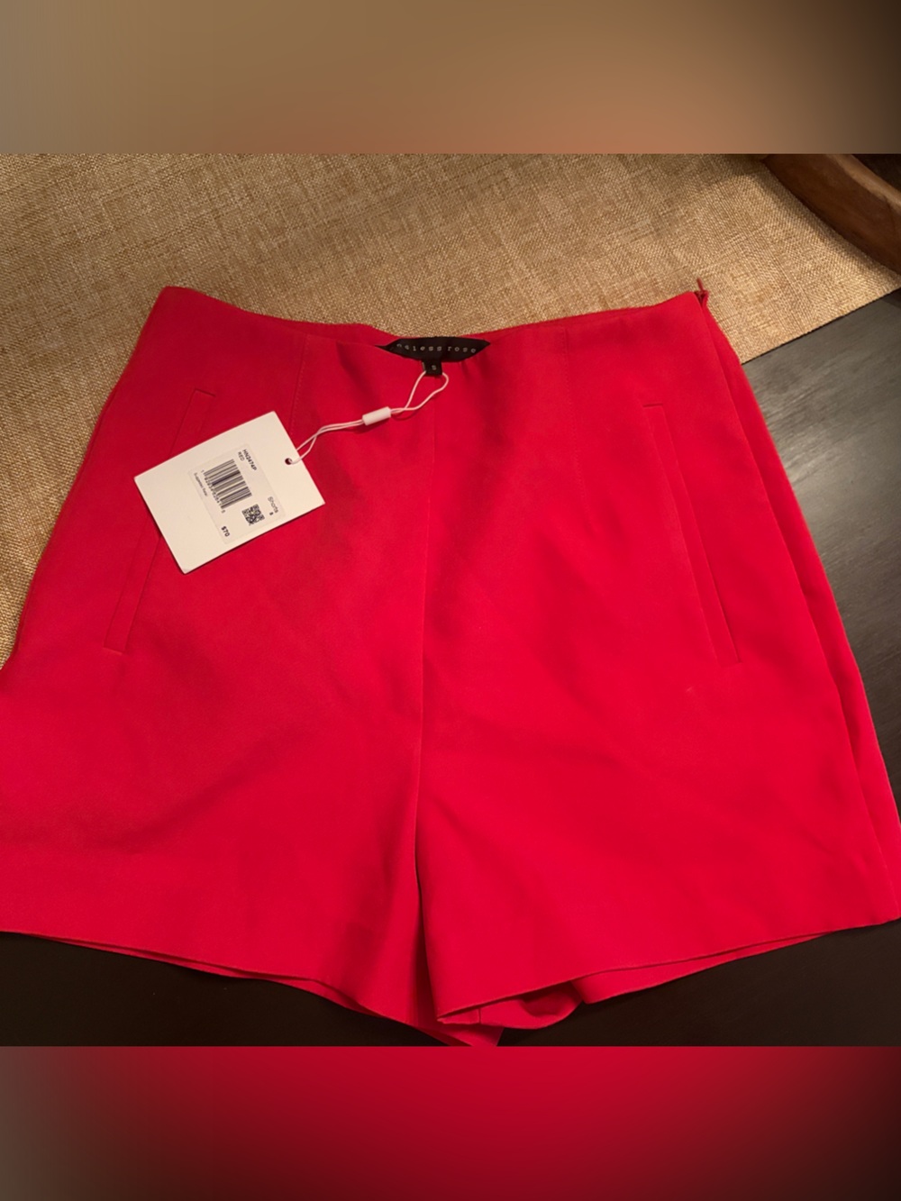 Endless Rose Bright Red Shorts with Front Welt Pockets Small NWT